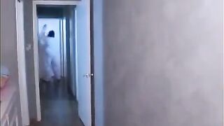 An extremely large man penetrated the mouth of a sexy Asian girl