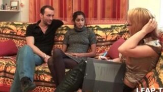 The girl quickly figured out that they wanted sex from her, so things heated up