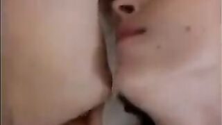 A friend tastes sperm from the vagina and anus of two girls