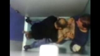 The camera in the toilet bowl captures two guys getting their dicks sucked