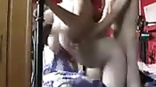 A busty woman fucks her husband with her huge boobs