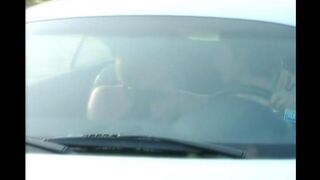 A blonde girl was asked to show her shaved pussy on the bonnet