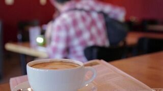 The man picked up an Asian beauty from the cafe and fucked her hard