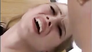 Cute fragile blonde in intense fisting action