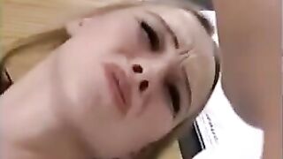 Cute fragile blonde in intense fisting action