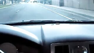 Blonde beauty gave a blowjob right in the car, it was bold