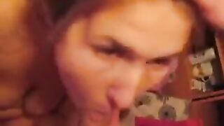 The guy finished right in the mouth of his girlfriend, captured in a steamy homemade shot