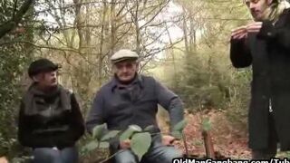 Father and son fucked his daughter in the forest
