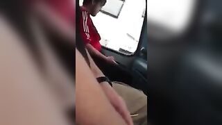 Even on the bus, you can jerk off your cock without problems