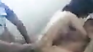 Two guys fucked young Asian in her pussy and mouth
