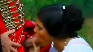 A rich nobleman's wife and daughter got fucked by servants outdoors