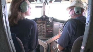A flight attendant gets a big dick in her wet pussy