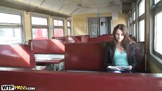 A hot girl was picked up on the train and fucked with many