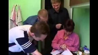 Mother with delicious cock muffins fed three hungry guys