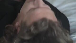 The beautiful woman with big tits gets fucked by a man
