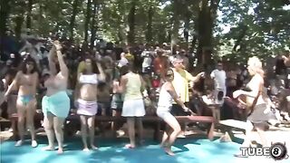 Young people have fun outdoors in the forest