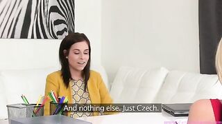 Lesbian casting with sexy blonde Tracy Lindsay and her amazing friends