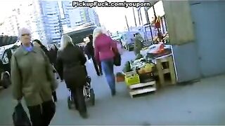 Guy in a flash hooked a blondie and fucked her on the street