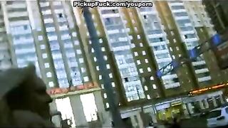 Guy in a flash hooked a blondie and fucked her on the street