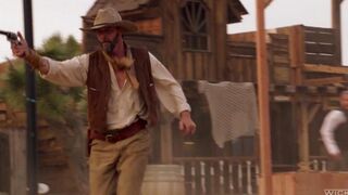 The cowboy punished a girl but the penis was licked by her clitoris