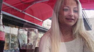 A beautiful blonde with natural tits in a private scene