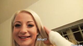A beautiful blonde with natural tits in a private scene
