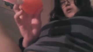 Vibrator use for clitoral stimulation in solo session