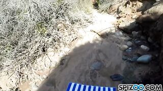 Jessica James has sex with a guy in nature, showcasing her natural assets
