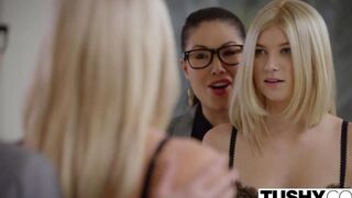 Blondie in stockings has sex deep in her ass hole