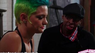 Sexual blonde in black stockings fucked in her ass hole