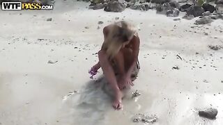 A couple has a private sex on the beach, captured by Private