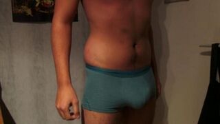 A guy came too early and cum in his underpants with sperm