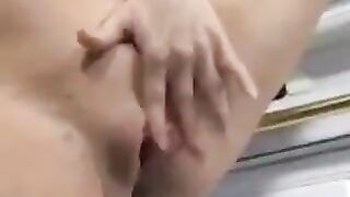 A man made cumshot right on the stomach of a pregnant woman