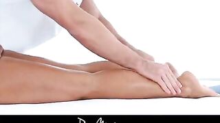 A sexy girl got oiled up before getting fucked hard