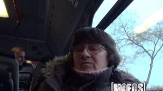 The cute girl was fucked in her ass straight on the bus