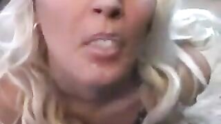 Whims licked the sperm from a spoon with a sensual blowjob style