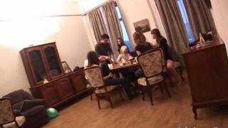 Two Russian students arranged an orgy at the party, reminiscent of a wild homemade swing scene