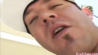 A guy is fucking his wife in front of her lover
