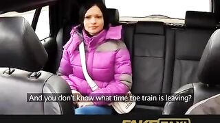 A hot girl was fucked by a taxi driver in his car, right in the car