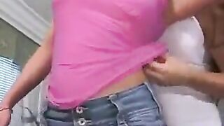 A girl with a coney piercing indulges in intimate exploration with her girlfriend