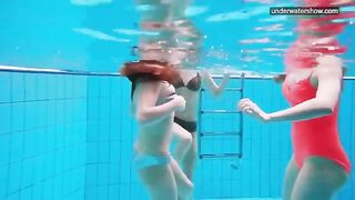 A hidden camera took naked girls in the pool for a swim
