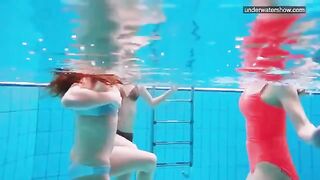 A hidden camera took naked girls in the pool for a swim