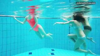 A hidden camera took naked girls in the pool for a swim