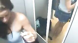 A hidden camera caught a naked sister in the room