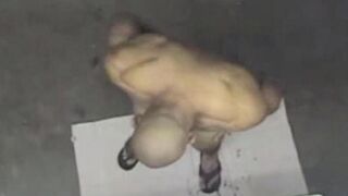 Nude man caught by a hidden shower camera