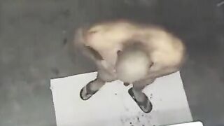 Nude man caught by a hidden shower camera