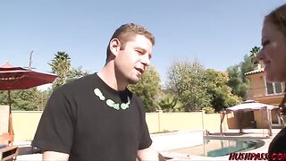 Cute brunette Sindee gets her pussy railed by Sean’s huge white cock