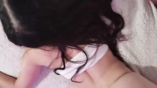A guy got his dick covered with cum when fucking his step sister