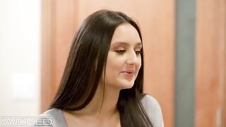 A cute brunette girl fucks well with her big boyfriend in doggystyle