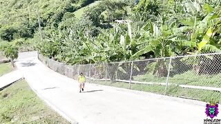 Busty PAWG gets her pussy pounded after running on the hills